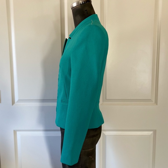 ZARA Trafaluc Teal Zip Front Tailored Blazer Jacket Size M - Picture 4 of 13